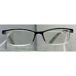 Przene 1 Pack Blue Light Blocking Glasses Half Rim Black 4.00 Strength New Retro